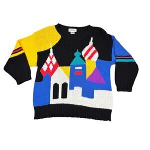 Vintage Heres a Hug Sweater Womens Large Multicolor Architectural Acrylic Top